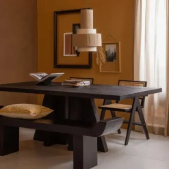 WOOOD Lox Bankje - Hout - Zwart - 35x183x53