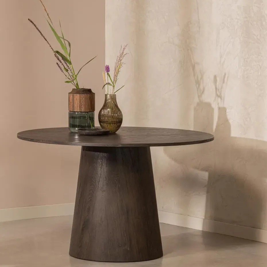 WOOOD Maan Eettafel - MDF - Donkerbruin - 75x120x120