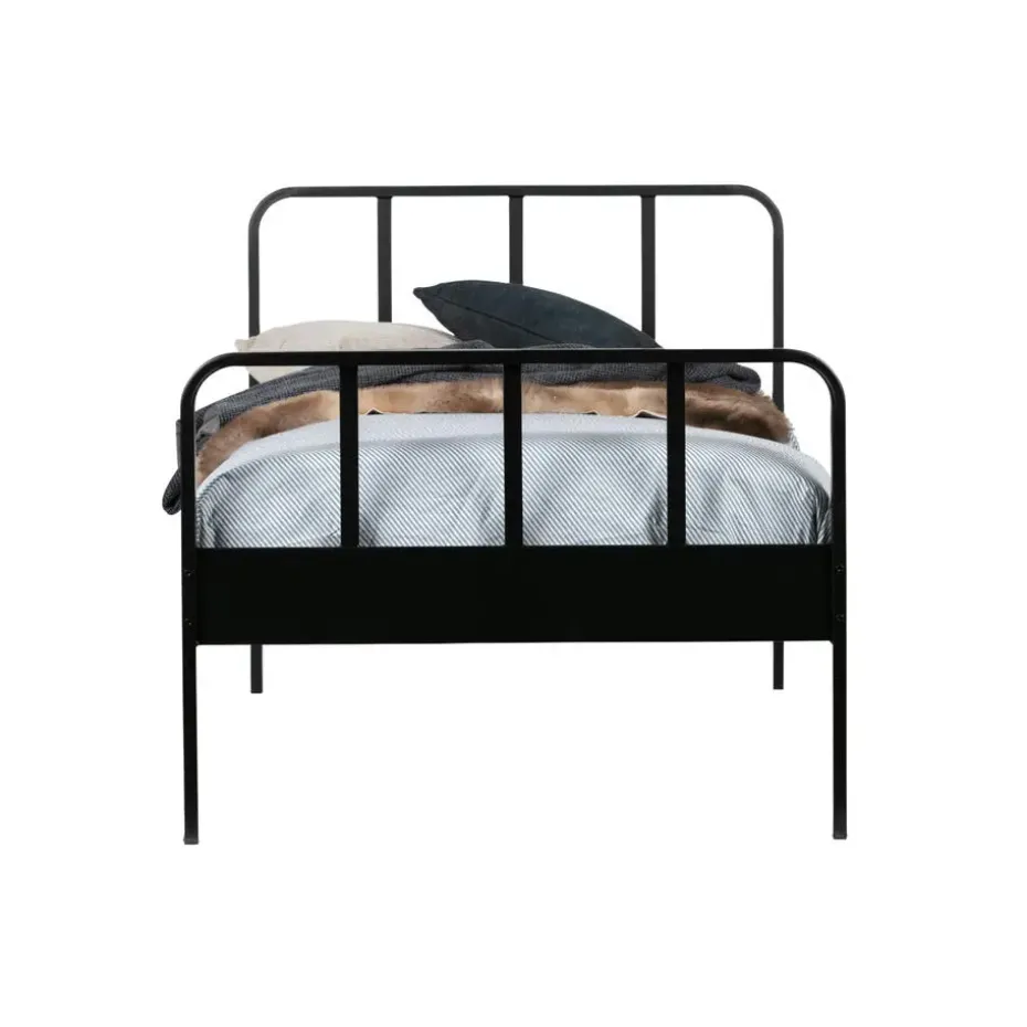 WOOOD Mees Bed - Metaal - Zwart - 90x208x95