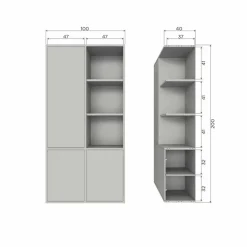 WOOOD Merel opbergkast - Grenen - Dust - 100x200x44