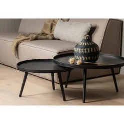 WOOOD Mesa Bijzettafel L - Hout - Zwart - 34xØ60