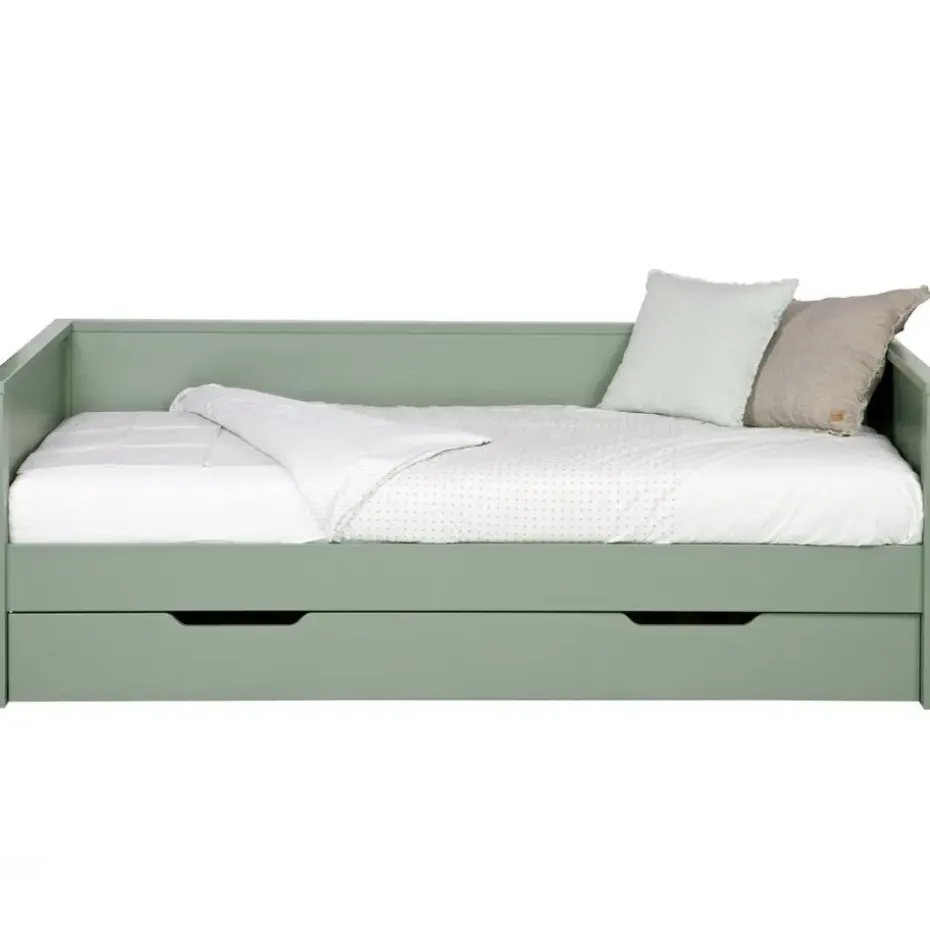 WOOOD Nikki Bedbank Incl Bedlade - Grenen - Groen - 208x100