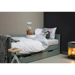 WOOOD Nikki Bedbank Incl Bedlade - Grenen - Groen - 208x100