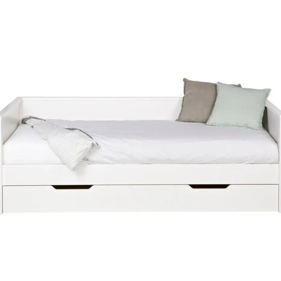 WOOOD Nikki Bedbank Incl Bedlade/Lattenrol - Grenen - Wit - 73x208x100