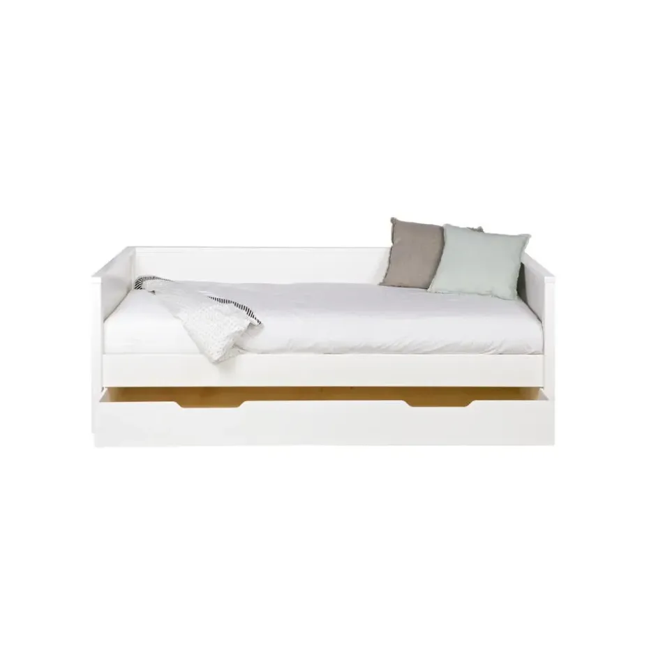 WOOOD Nikki Bedbank Incl Bedlade/Lattenrol - Grenen - Wit - 73x208x100