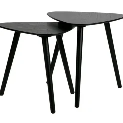 WOOOD Nila Bijzettafels - Hout - Zwart - Set van 2