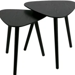 WOOOD Nila Bijzettafels - Hout - Zwart - Set van 2