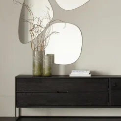 WOOOD Philou Spiegel - Glas/Metaal - Zwart - 60x59x0,5