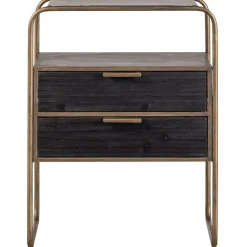 WOOOD Polite Nachtkastje - Metaal/hout - Antique Brass - 62x45x38