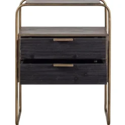 WOOOD Polite Nachtkastje - Metaal/hout - Antique Brass - 62x45x38