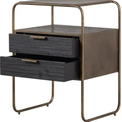 WOOOD Polite Nachtkastje - Metaal/hout - Antique Brass - 62x45x38