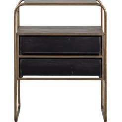 WOOOD Polite Nachtkastje - Metaal/hout - Antique Brass - 62x45x38