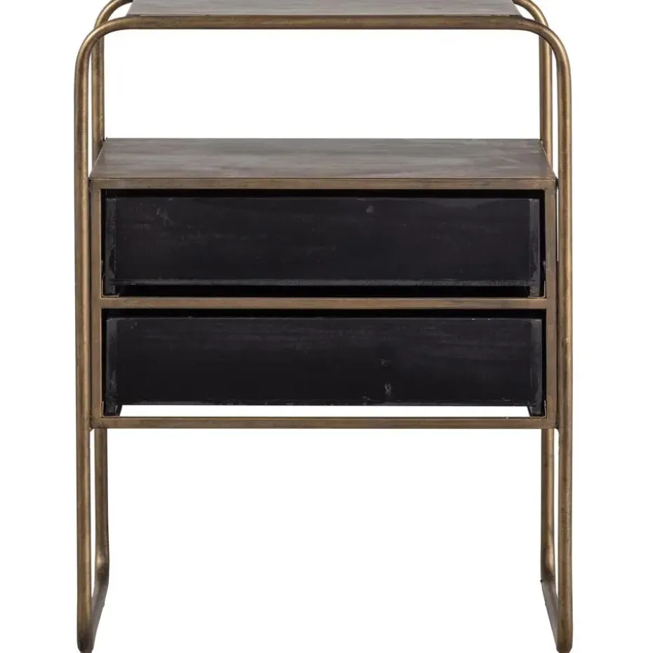 WOOOD Polite Nachtkastje - Metaal/hout - Antique Brass - 62x45x38