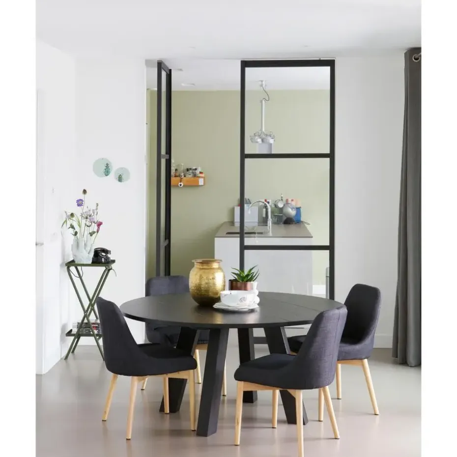 WOOOD Rhonda Eetkamertafel XL - Eiken - Blacknight - Ø150 cm