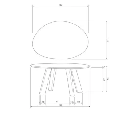 WOOOD Roundly Eetkamertafel - Mangohout - Walnoot - 76x160x110