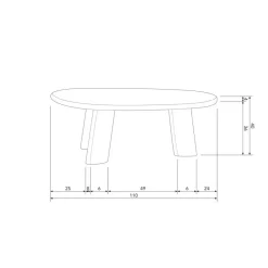 WOOOD Roundly Salontafel - Mangohout - Walnoot - 40x110x60