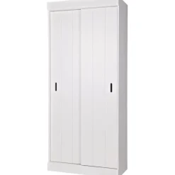 WOOOD Row Plankenkast Met Schuifdeuren - Grenen - Wit - 195x85x44