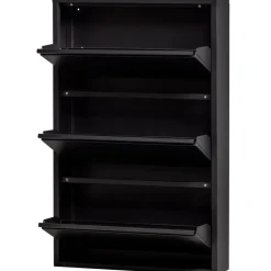 WOOOD Sabine 3-Vaks Schoenenkast - Metaal - Zwart - 103x66x16