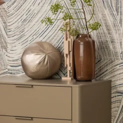 WOOOD Selena Vaas Met Streep - Glas - Bruin - 35x18x18