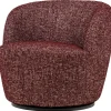WOOOD Serra Draaifauteuil - Melange Stof - Bordeauxrood - 68x70x77