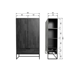 WOOOD Silas 2-Deurs Kast - Essen - Blacknight - 149x85x35