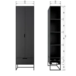 WOOOD Silas Hoge Kast - Essen - Blacknight - 210x60x36