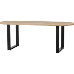 WOOOD Tablo Tafel Ovaal met U-Poot - Eiken/Metaal - 75x220x90