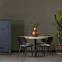 WOOOD Tablo Tafelblad Rond - Mango - White Wash - 120x120