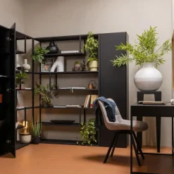 WOOOD Teun Opbergkast - Grenen - Diepzwart - 188x44x35