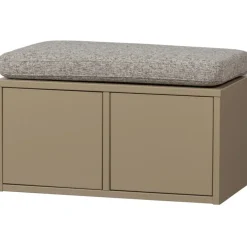 WOOOD Turner Opbergbank Incl. Kussen- Grenen - Mud - 47x80x44