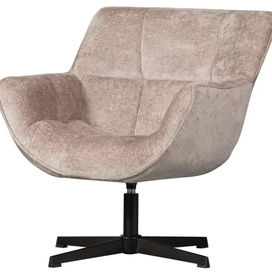 WOOOD Wibo Draaifauteuil - Chenille - Taupe - 94x71x83
