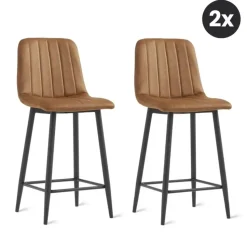 2x Barkruk Jax - Microleder Cognac (Set van 2)