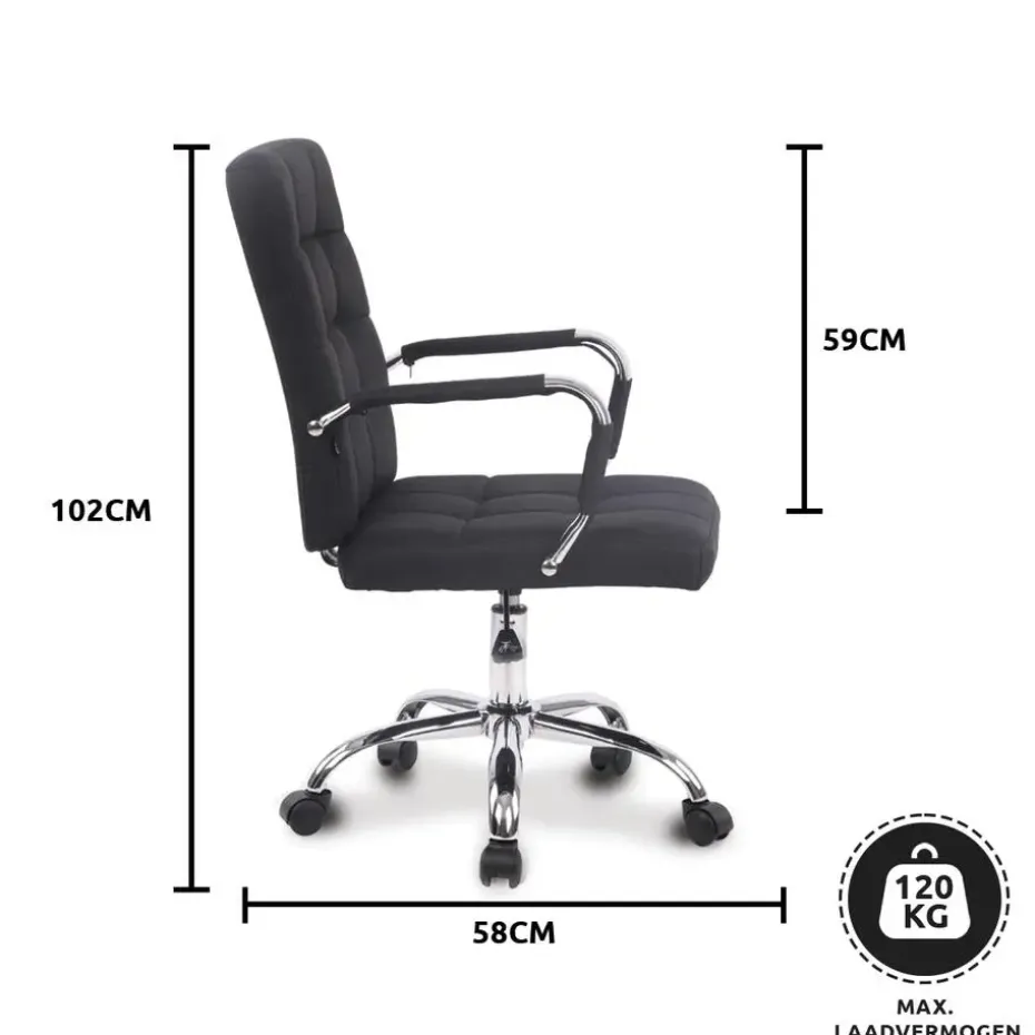 Xairo Milaan - Bureaustoel - Stof - Zwart