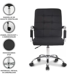 Xairo Milaan - Bureaustoel - Stof - Zwart