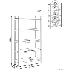 XITTA - Stellingkast set van 2 - Zilver - 150 cm - Staal