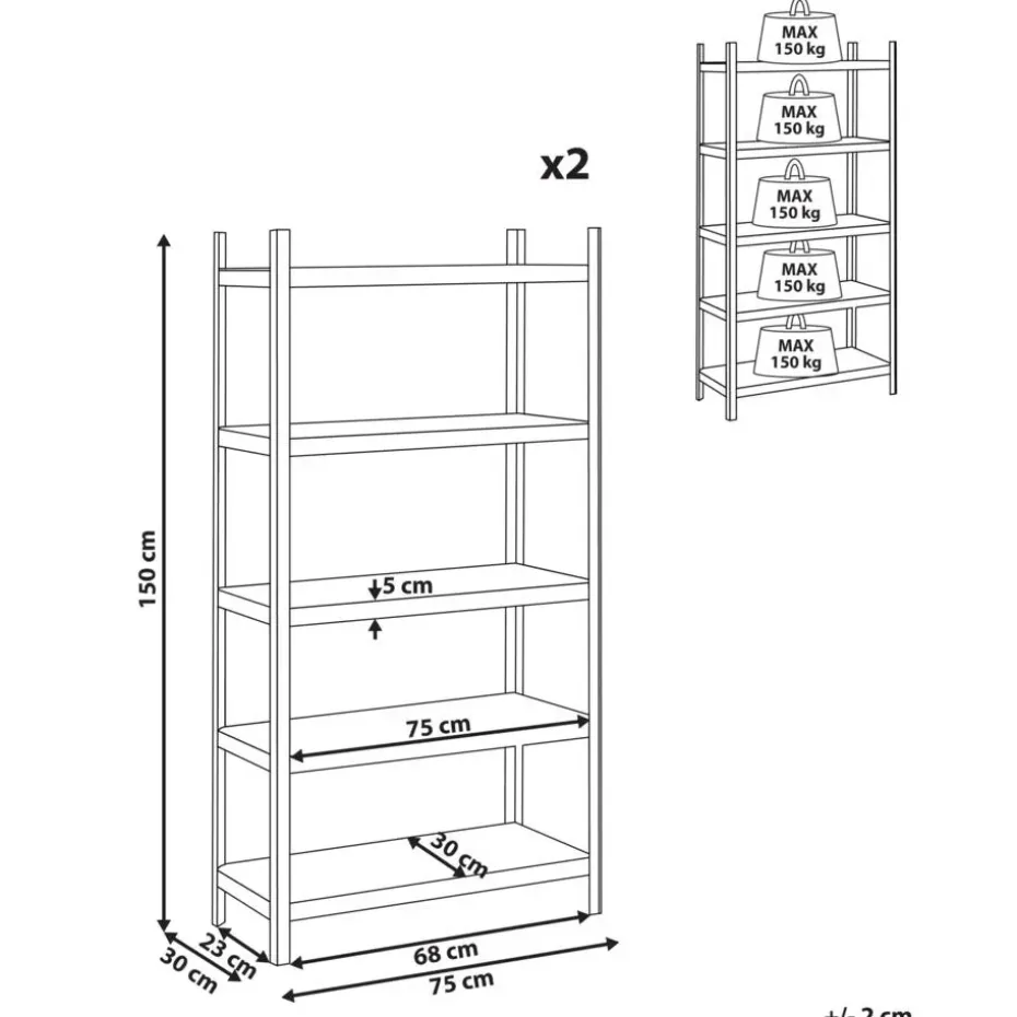 XITTA - Stellingkast set van 2 - Zilver - 150 cm - Staal