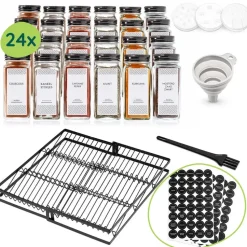 XIVADA Kruidenrek met 24 potjes - Organizer lade liggend - Met labels