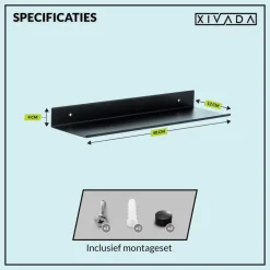 XIVADA Wandrek Rosa - Industrieel - Aluminium - Boren - Zwart