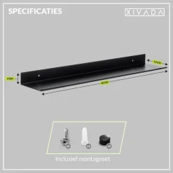 XIVADA Wandrek Rosa - Industrieel - Aluminium - Boren - Zwart - 60 cm