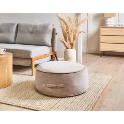 YULLE - Poef - Lichtbruin - Fluweel