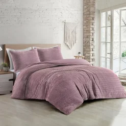 Zavelo Dorien Rib Teddy Dekbedovertrek Roze-Lits-jumeaux (240 x 200/220 cm)