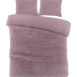 Zavelo Dorien Rib Teddy Dekbedovertrek Roze-1-persoons (140 x 200/220 cm)