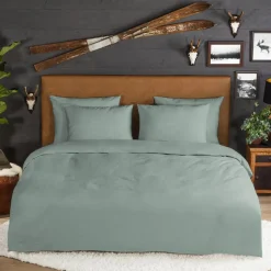 Zavelo Flanellette Effen Dekbedovertrek Groen-Lits-jumeaux (240 x 200/220 cm)