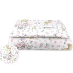 Zavelo Ledikant Dekbedovertrek Hertje Roze 100 x 135 cm