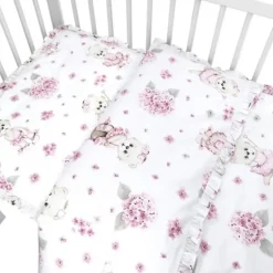 Zavelo Ledikant Dekbedovertrek Ballerina Roze Ruches 100 x 135 cm