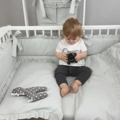 Zavelo Peuter Dekbedovertrek Royal Ruches Grijs 120 x 150 cm