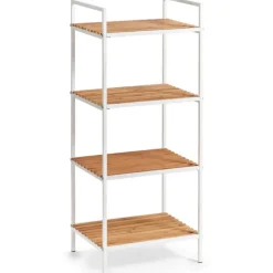 Zeller Badkamerkastje - 4 planken - wit - hout - 39 x 95 cm