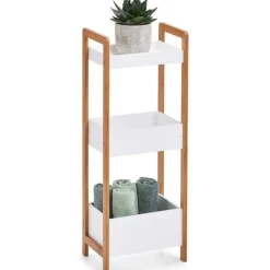 Zeller Badkamerkastje - hout - 3 planken - wit/bruin - 28 x 74 cm