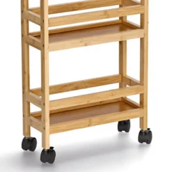 Zeller Keuken Trolley - met 3 niveaus - bruin - bamboe hout