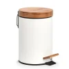 Zeller Pedaalemmer - 3L - wit - metaal en bamboe - 24 cm - toilet
